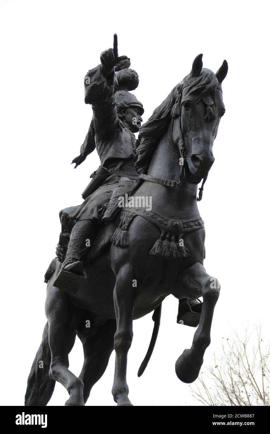 Statue de Theodoros Kolokotronis (1770-1843) général grec et chef prééminent de la guerre d'indépendance grecque. Banque D'Images