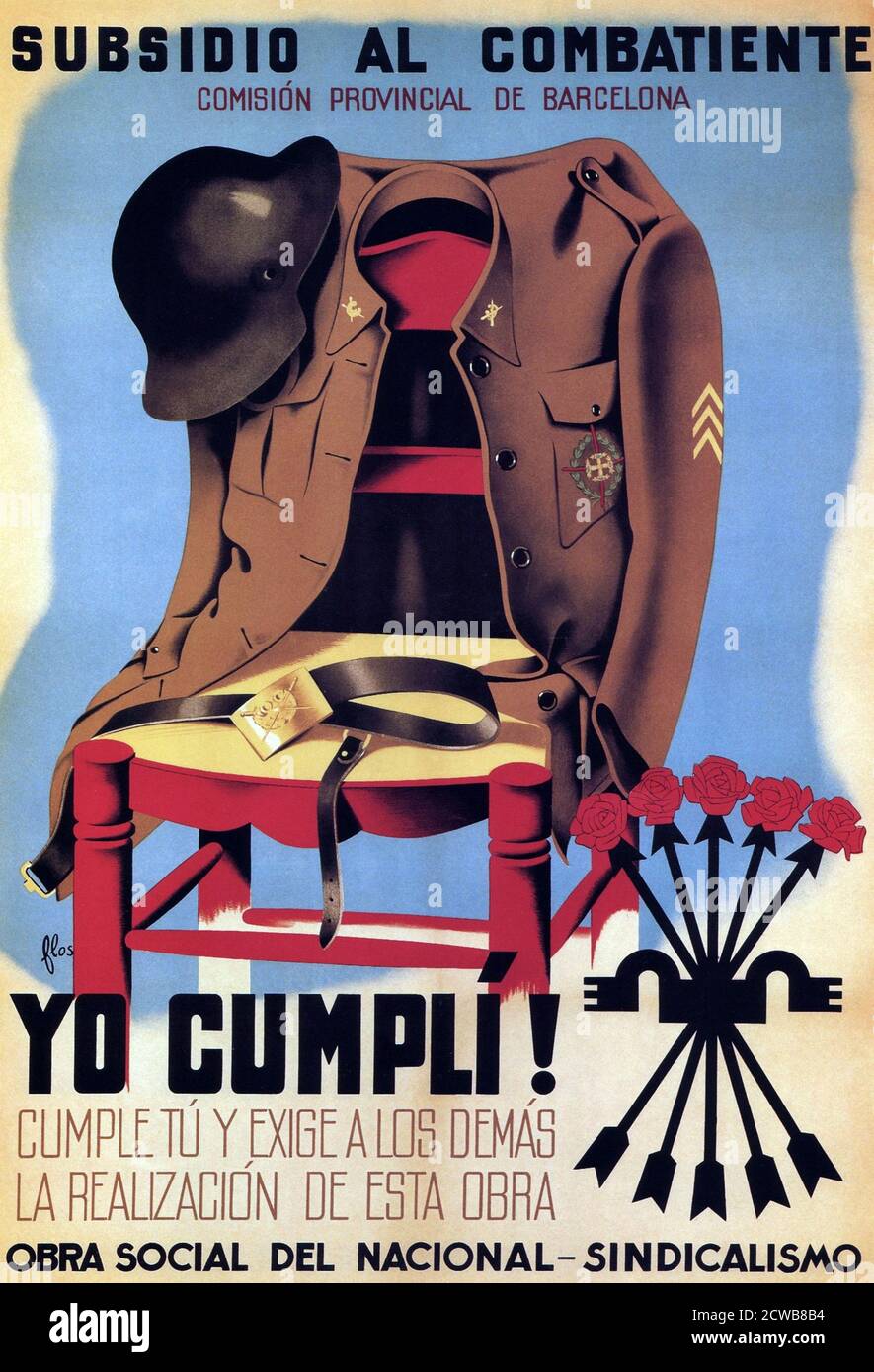Après la guerre, affiche de propagande fasciste après la fin de la guerre civile espagnole. Banque D'Images