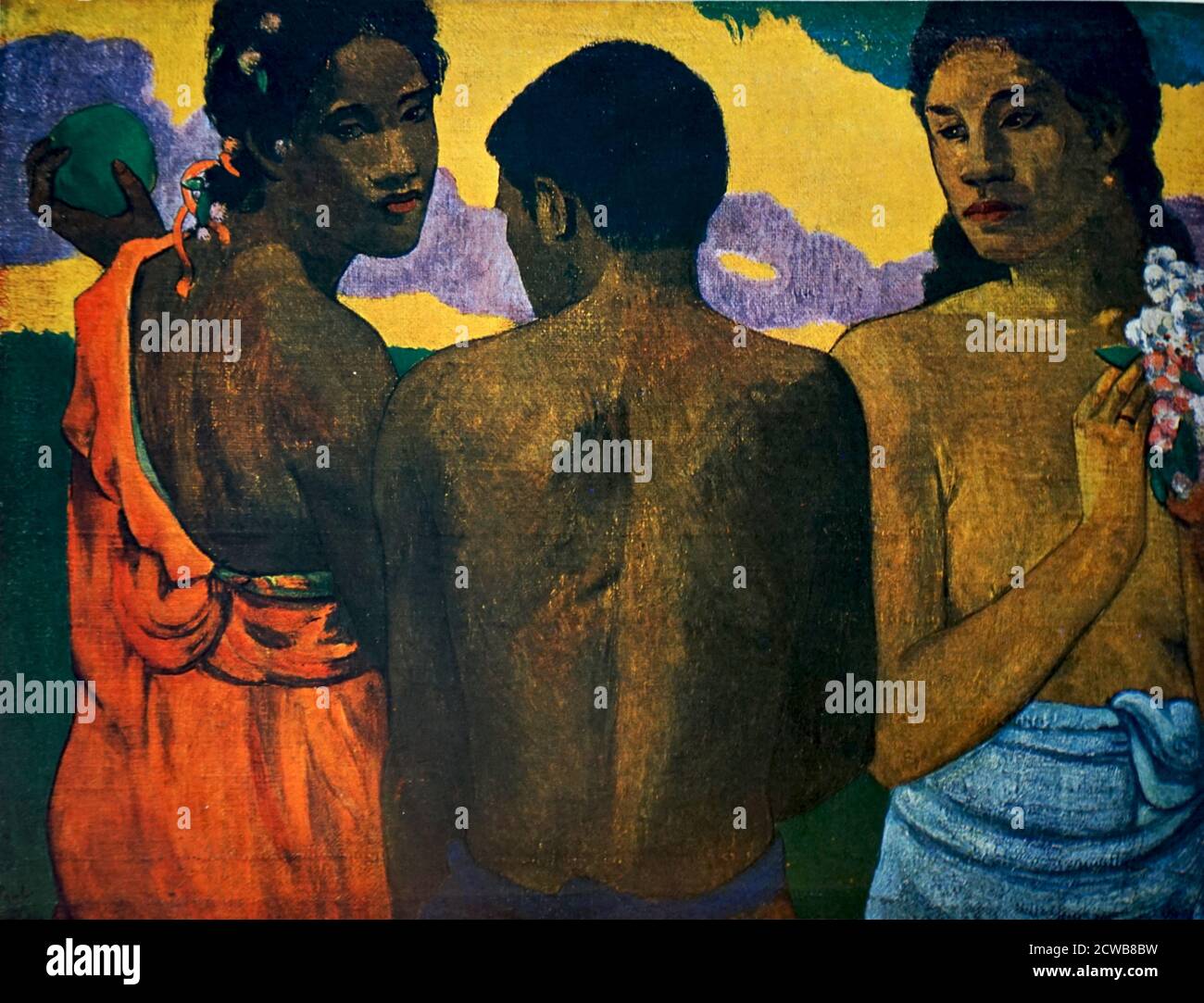 Peinture intitulée « trois Tahitiens » par Paul Gauguin (1848-1903) un Français Artiste post-impressionniste Banque D'Images