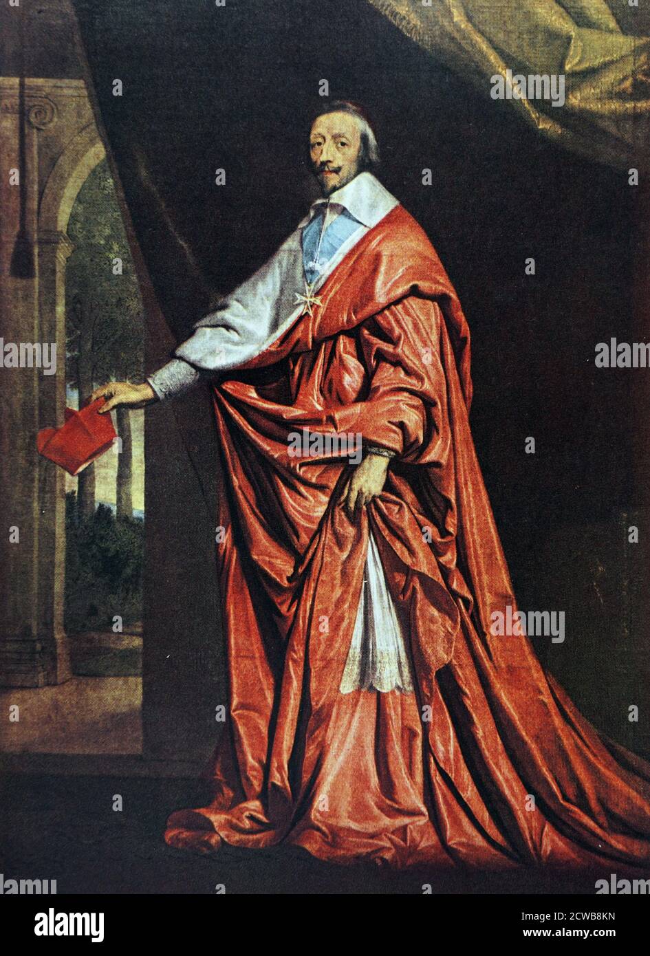 Portrait du Cardinal Richelieu (1585-1642) un ecclésiaste, un noble et un homme d'État français par Philippe de Champaigne (1602-1674) membre fondateur de l'Académie de peinture et de sculpture Banque D'Images