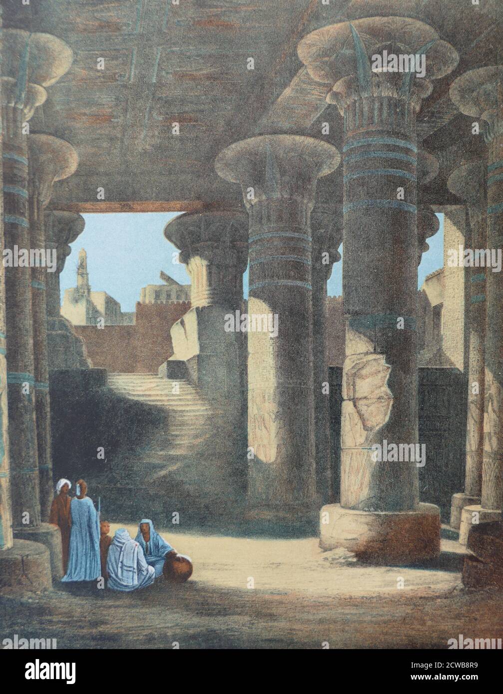 Gravure représentant la Grande salle des colonnes du Temple D'Esneh par Karl Richard Lepsius Banque D'Images