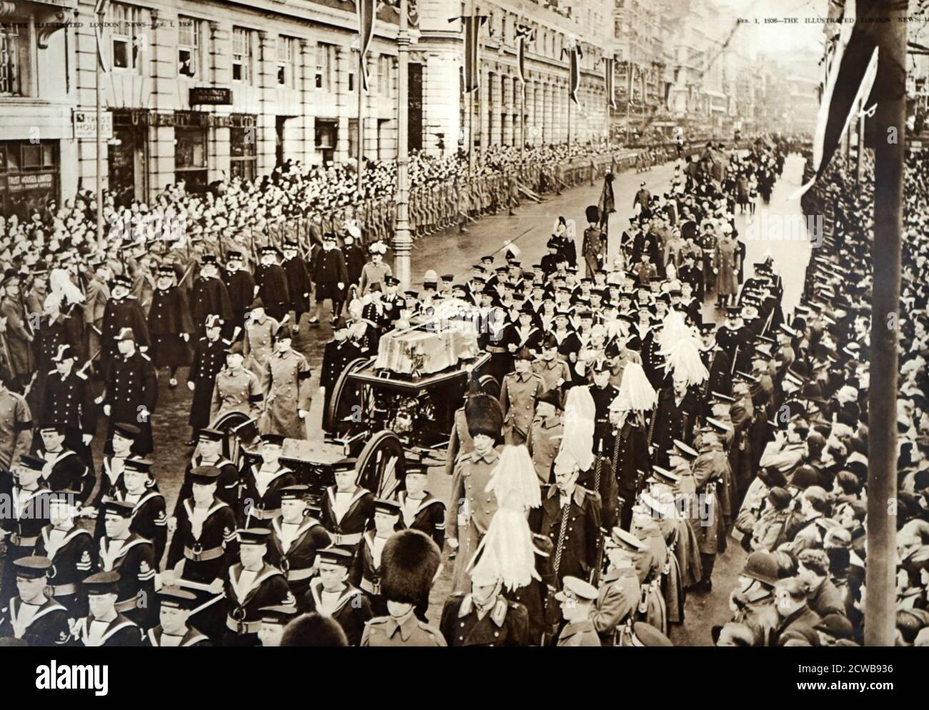 Photographie prise pendant le cortège funéraire d'État de George V. Banque D'Images