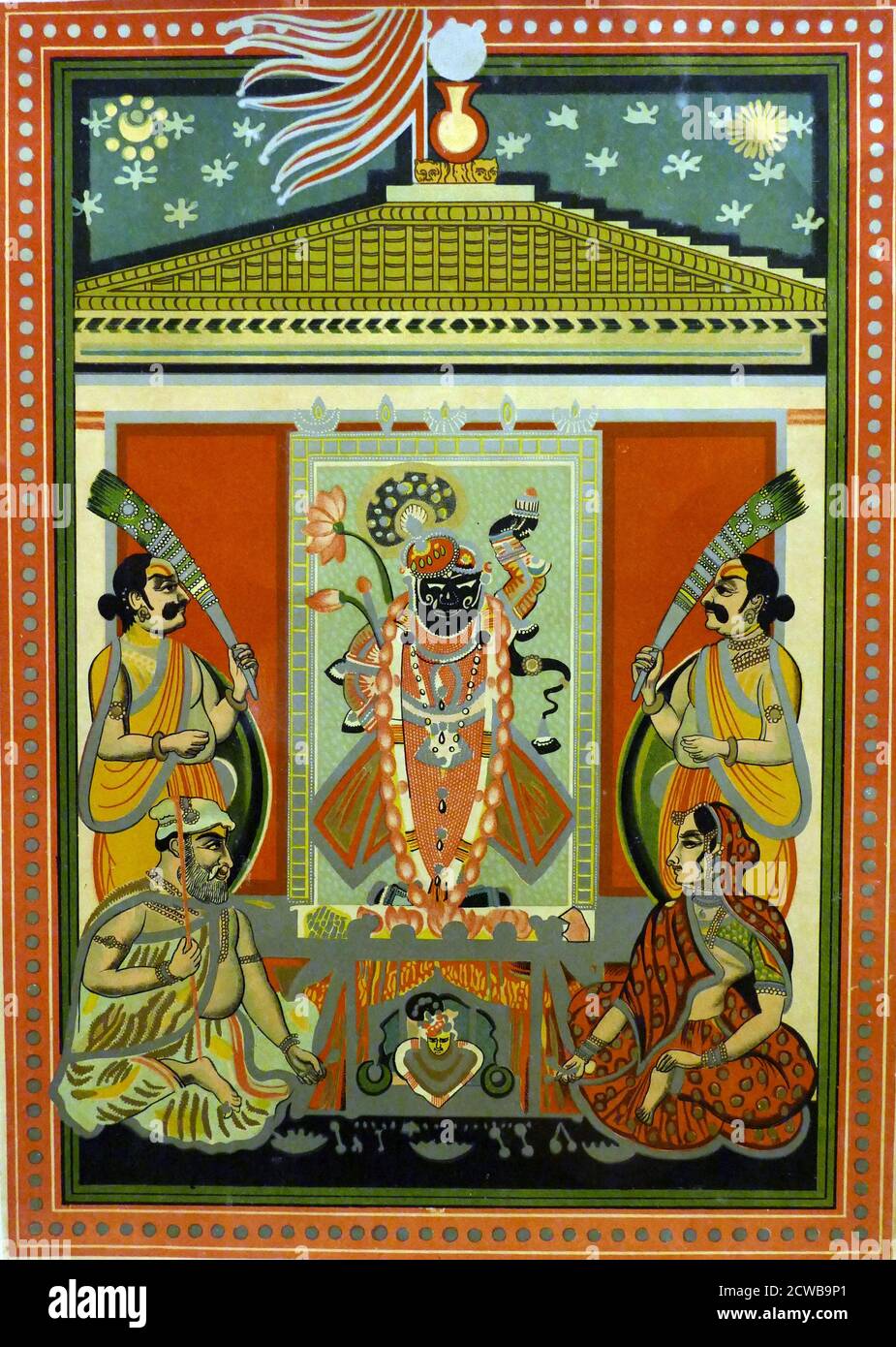 Imprimé chromolithographique représentant Krishna comme Srinathji Banque D'Images