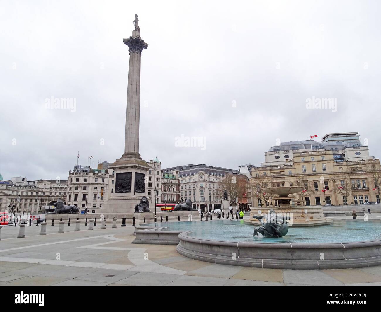 Trafalgar Square à Londres; déserte, pendant la pandémie du virus Corona (COVID-19 ). 14 mars 2020 Banque D'Images