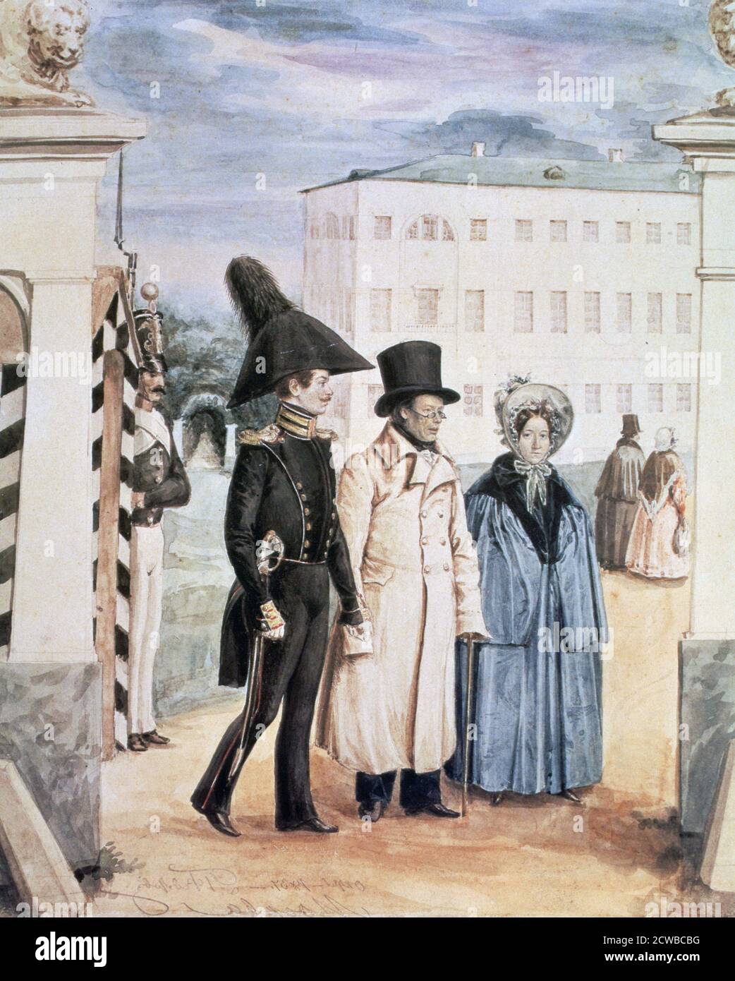 The Walk', 1837 par l'artiste russe Pavel Andreevich Fedotov. Banque D'Images