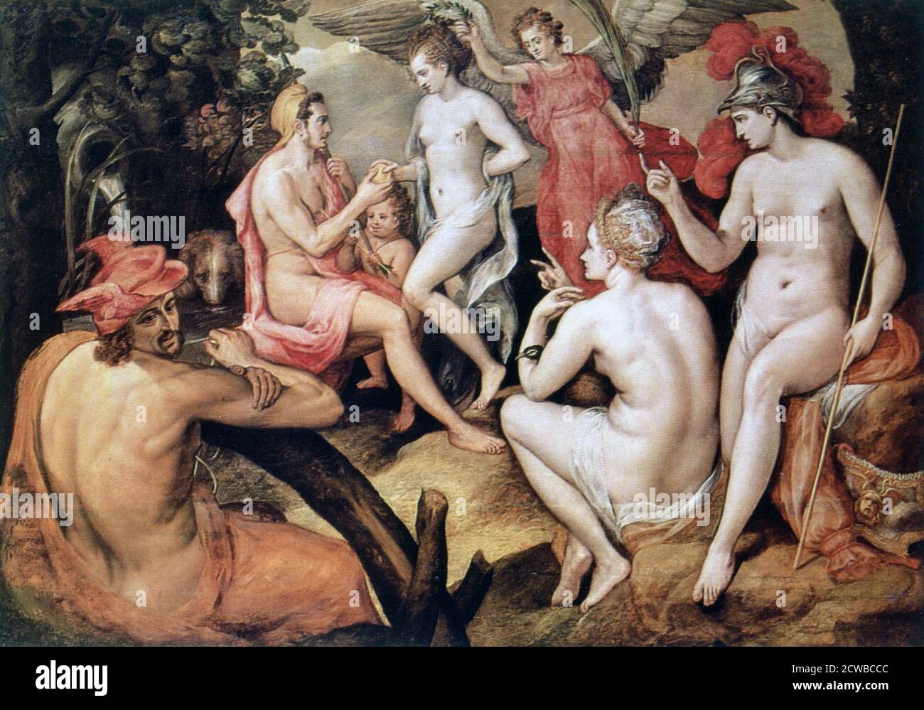 Le jugement de Paris', c1550, de l'artiste flamand Frans Floris. Découvert dans la collection de l'Ermitage, Saint-Pétersbourg, Russie. Banque D'Images