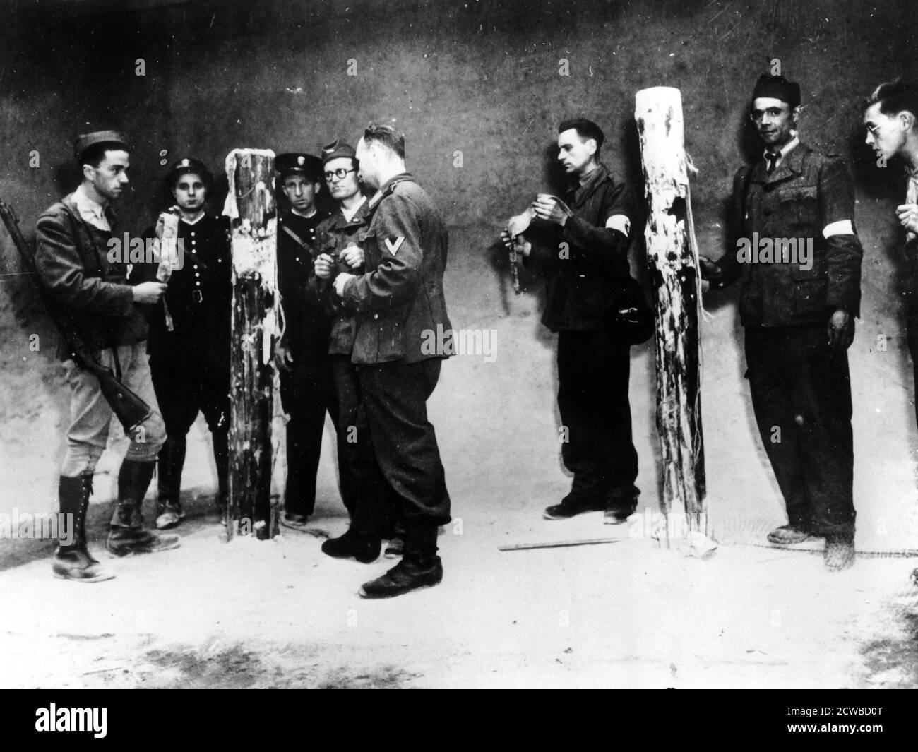 Postes d'exécution utilisés par les nazis dans le sous-sol du ministère de l'Air pendant l'occupation, Paris, 1944. Le photographe est inconnu. Banque D'Images