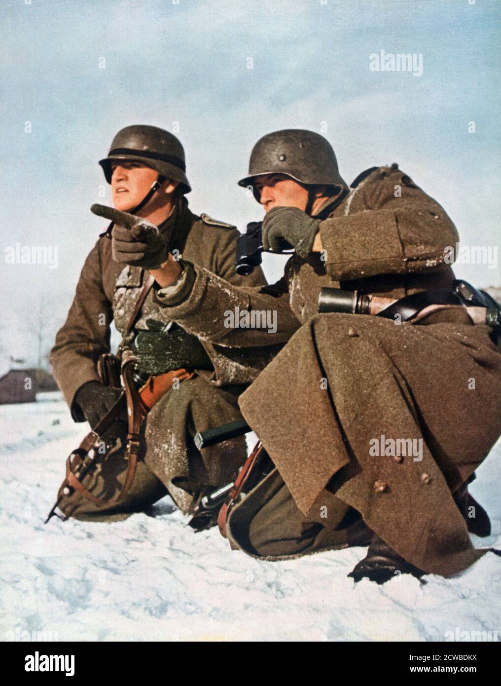 Soldats allemands, Seconde Guerre mondiale, 1942. Un imprimé de signal, mars 1942. Signal est un magazine publié par le troisième Reich allemand de 1940 à 1945. Par le photographe allemand Grimm. Banque D'Images