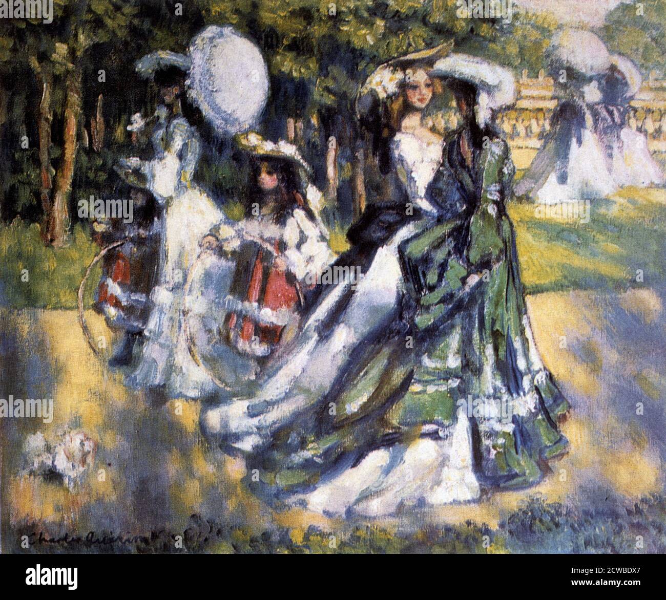 'Promenade', c1911 artiste: Charles Guerin. En tant qu'admirateur de Monet et Renoir, Charles François Prosper Guerin a pris la technique des impressionnistes et l'a appliquée dans son propre style, avec une utilisation inhabituelle et originale de la couleur. Banque D'Images