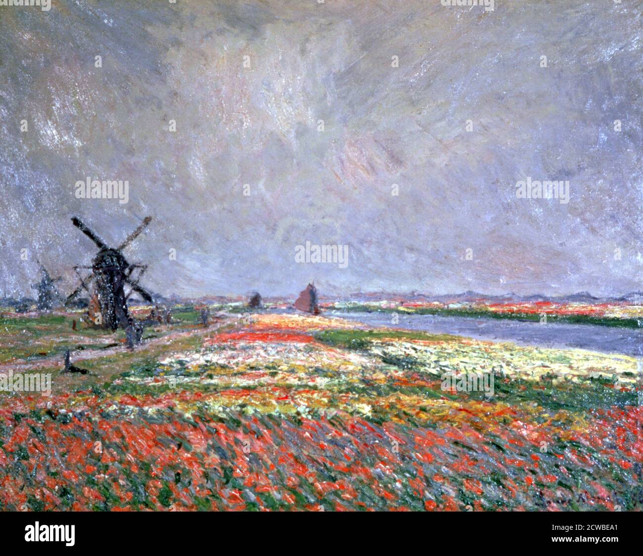 Champs de tulipes près de Leiden, 1886. Artiste: Claude Monet. Monet était un peintre français, un fondateur de la peinture impressionniste française et le praticien le plus cohérent et le plus prolifique de la philosophie des mouvements. Banque D'Images