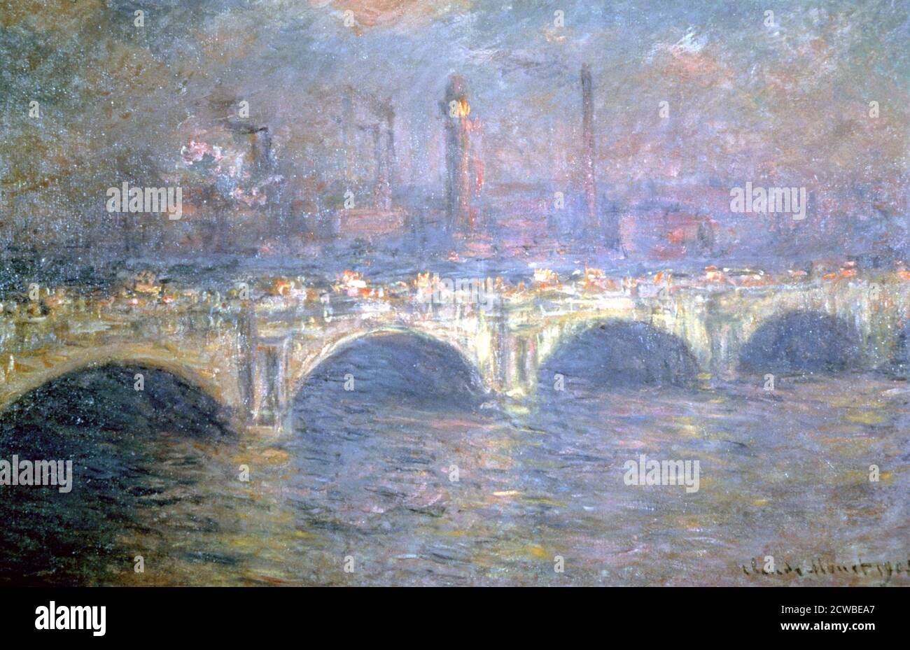The Waterloo Bridge, Londres, 1903. Artiste: Claude Monet. Monet était un peintre français, un fondateur de la peinture impressionniste française et le praticien le plus cohérent et le plus prolifique de la philosophie des mouvements. Banque D'Images