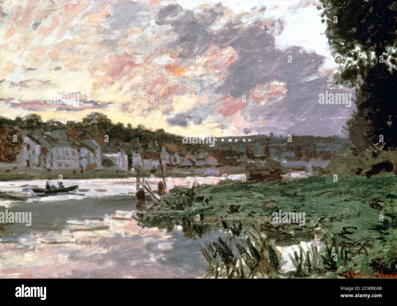 La Seine à Bougival', c1870. Artiste: Claude Monet. Monet était un peintre français, un fondateur de la peinture impressionniste française et le praticien le plus cohérent et le plus prolifique de la philosophie des mouvements. Banque D'Images