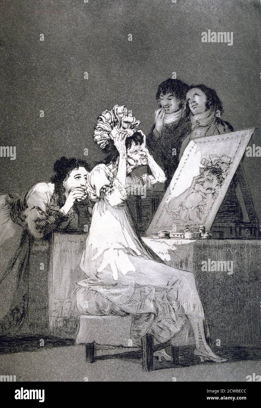 Jusqu'à la mort', 1799 artiste: Francisco Goya. Assiette 55 de 'Los Caprichos'. Los Caprichos est un ensemble de 80 tirages en aquatinte et gravure créés par l'artiste espagnol Francisco Goya en 1797 et 1798, et publiés comme un album en 1799. Banque D'Images