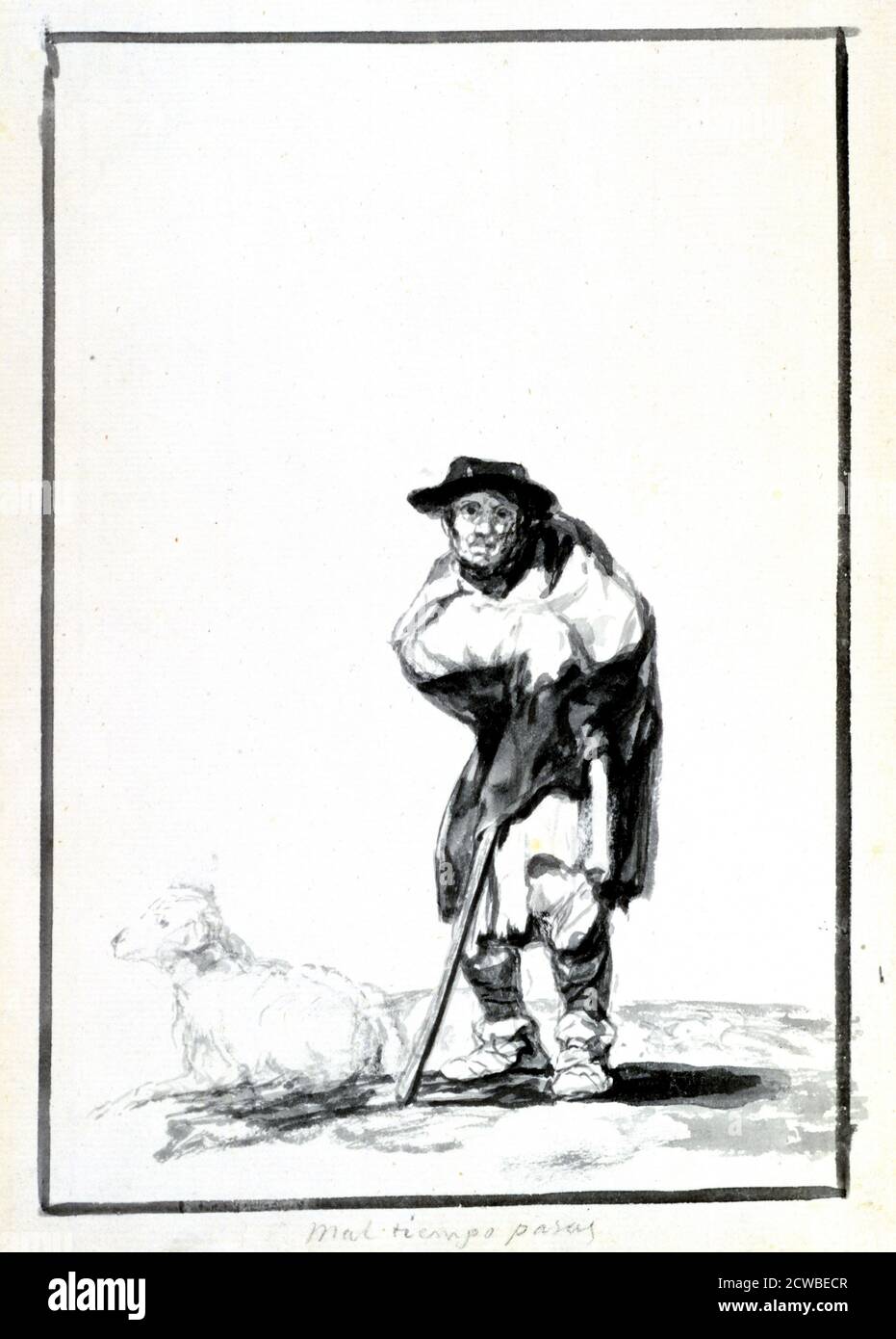 Le Berger', c1760-1820. Artiste: Francisco Goya. Francisco Goya(1746-1828) était un artiste espagnol dont les peintures, dessins et gravures reflétaient des bouleversements historiques contemporains et influençaient d'importants peintres des XIXe et XXe siècles. Banque D'Images