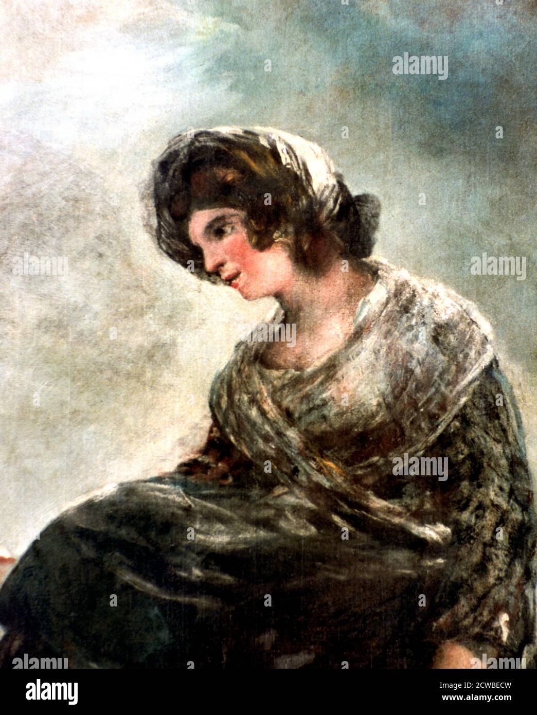 La Milkmaid de Bordeaux', c1824. Artiste: Francisco Goya. Francisco Goya(1746-1828) était un artiste espagnol dont les peintures, dessins et gravures reflétaient des bouleversements historiques contemporains et influençaient d'importants peintres des XIXe et XXe siècles. Banque D'Images