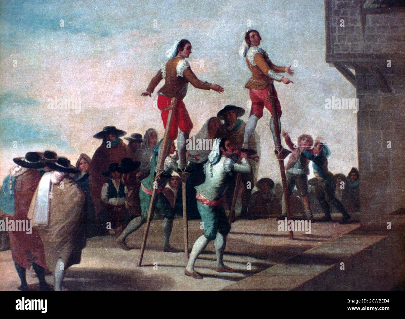 Les stilts, c1785. Artiste: Francisco Goya. Francisco Goya(1746-1828) était un artiste espagnol dont les peintures, dessins et gravures reflétaient des bouleversements historiques contemporains et influençaient d'importants peintres des XIXe et XXe siècles. Banque D'Images