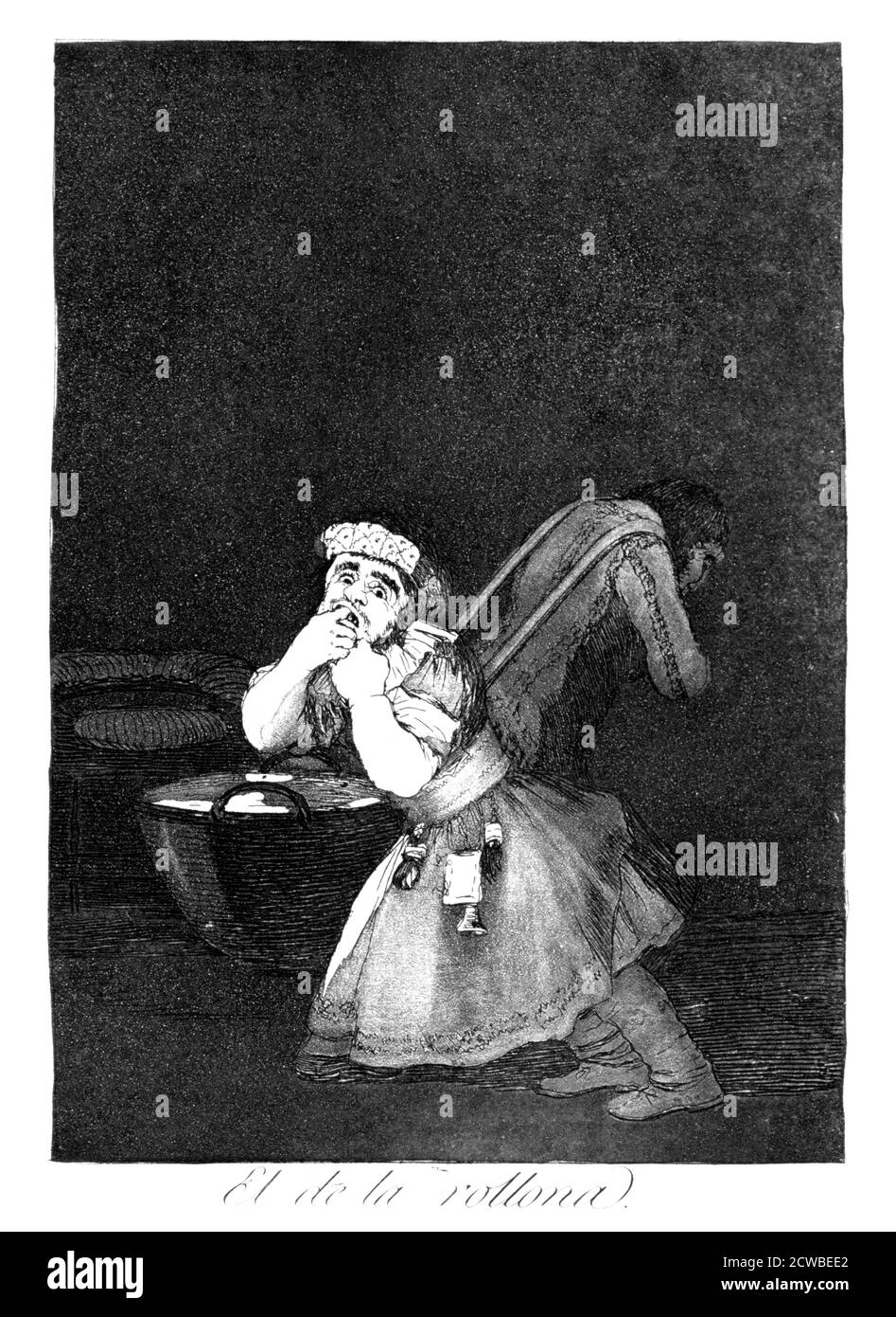 'Nanny's boy', 1799 artiste: Francisco Goya. Assiette 4 de 'Los Caprichos'. Los Caprichos est un ensemble de 80 tirages en aquatinte et gravure créés par l'artiste espagnol Francisco Goya en 1797 et 1798, et publiés comme un album en 1799. Banque D'Images
