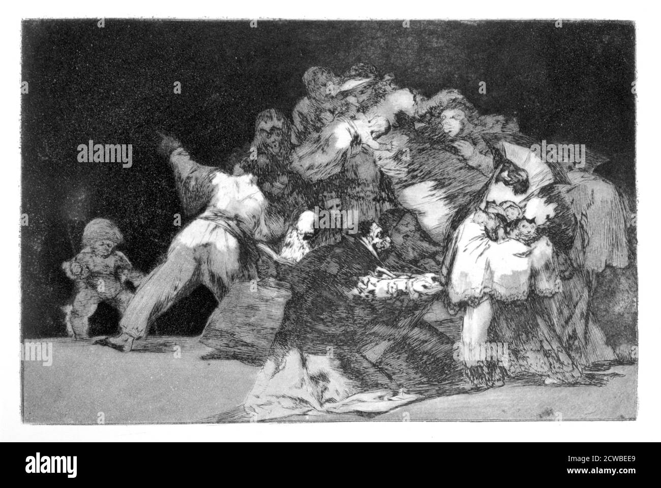 General Riddle', 1819-1823 artiste: Francisco Goya. Plaque 9 de 'Proverbes', publiée en 1864. 'Proverbes' est un album de vingt-deux tirages qui est la dernière grande série de tirages de Francisco Goya. Banque D'Images