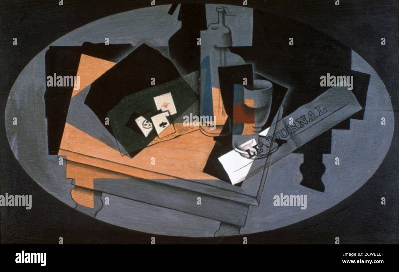Playing Cards and Siphon', 1916. Artiste: Juan gris. Trouvé dans la collection du Rijksmuseum Kroller-Muller, Otterlo, pays-Bas. Les œuvres de Juan gris sont étroitement liées à l'émergence du cubisme. Banque D'Images