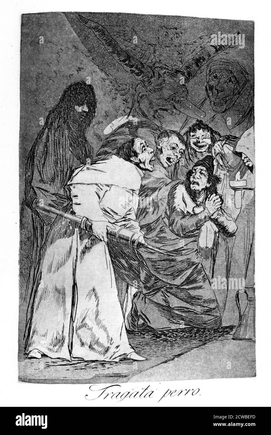 Fragata perro', 1799 artiste: Francisco Goya. Prise de 'Los Caprichos'. Los Caprichos est un ensemble de 80 tirages en aquatinte et gravure créés par l'artiste espagnol Francisco Goya en 1797 et 1798, et publiés comme un album en 1799. Banque D'Images