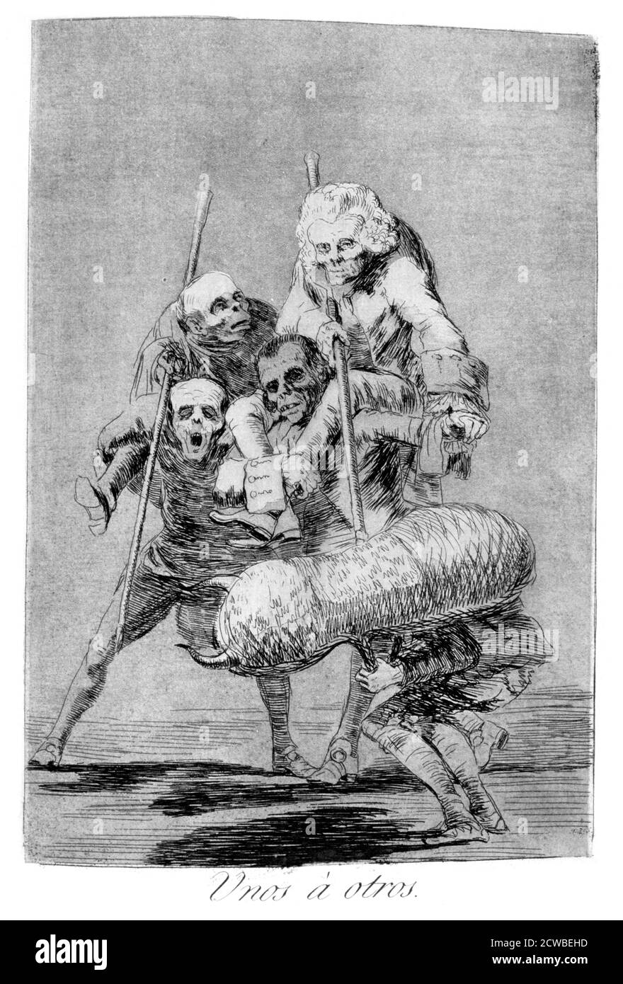 "Ce que l'on fait à l'autre", 1799 artiste: Francisco Goya. Assiette 77 de 'Los Caprichos'. Los Caprichos est un ensemble de 80 tirages en aquatinte et gravure créés par l'artiste espagnol Francisco Goya en 1797 et 1798, et publiés comme un album en 1799. Banque D'Images