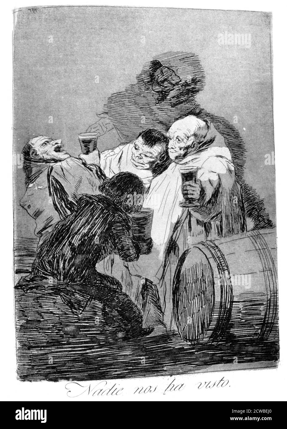 'Personne ne nous a vu', 1799 artiste: Francisco Goya. Assiette 79 de 'Los Caprichos'. Los Caprichos est un ensemble de 80 tirages en aquatinte et gravure créés par l'artiste espagnol Francisco Goya en 1797 et 1798, et publiés comme un album en 1799. Banque D'Images