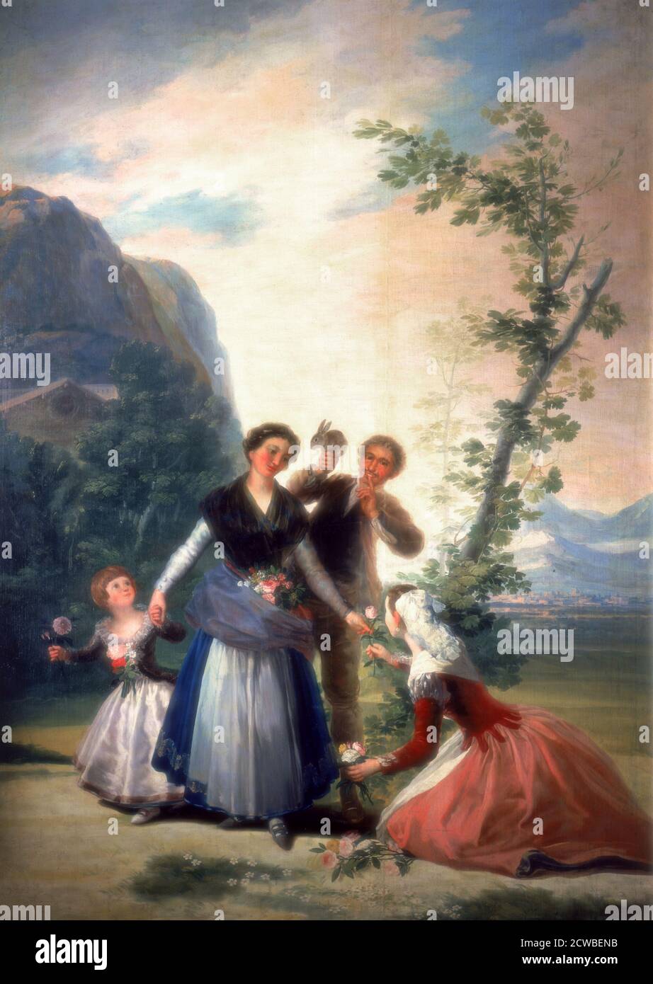 The Florists or Spring, 1786. Artiste: Francisco Goya. Francisco Goya (1746-1828) était un artiste espagnol dont les peintures, dessins et gravures reflétaient des bouleversements historiques contemporains et influençaient d'importants peintres des XIXe et XXe siècles. Banque D'Images
