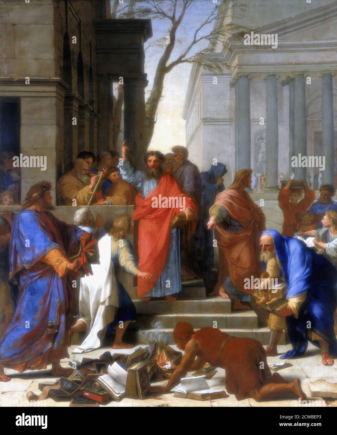 Saint Paul prêchant à Ephèses', 1649 artiste: Eustache le Sueur. Pendant la mission de Saint Paul à Éphèse, il a réussi à convertir de nombreux habitants de la ville au christianisme. Banque D'Images