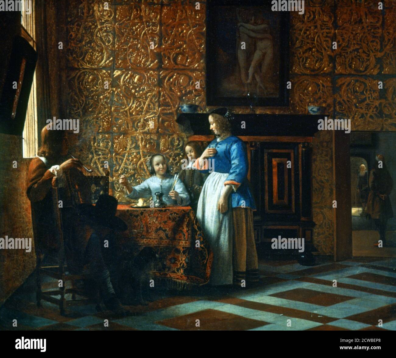 Scène intérieure, c1650. Artiste: Pieter de Hooch. Pieter de Hooch (1629-1684) était un peintre hollandais de l'âge d'or célèbre pour ses œuvres de genre de scènes domestiques tranquilles. Banque D'Images