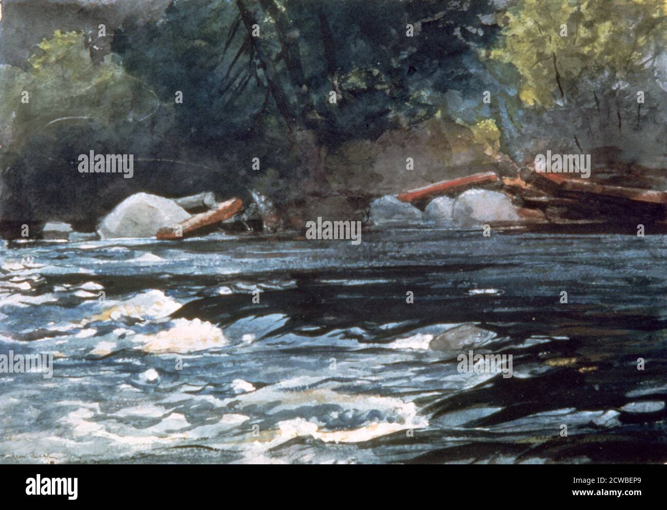 Rapids, Hudson River, 1894. Artiste: Winslow Homer. Winslow Homer était un peintre et graveur de paysage américain. Il est considéré comme l'un des plus grands peintres de l'Amérique du XIXe siècle et figure prééminente dans l'art américain Banque D'Images