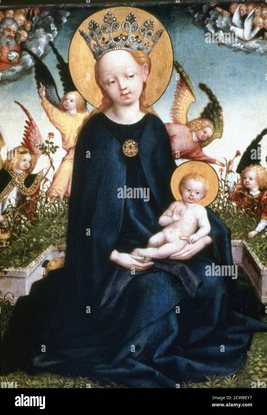 Vierge et enfant', XVe siècle. Artiste: Martin Schongauer. Martin Schongauer (1448-1491) est un graveur et peintre français. Banque D'Images