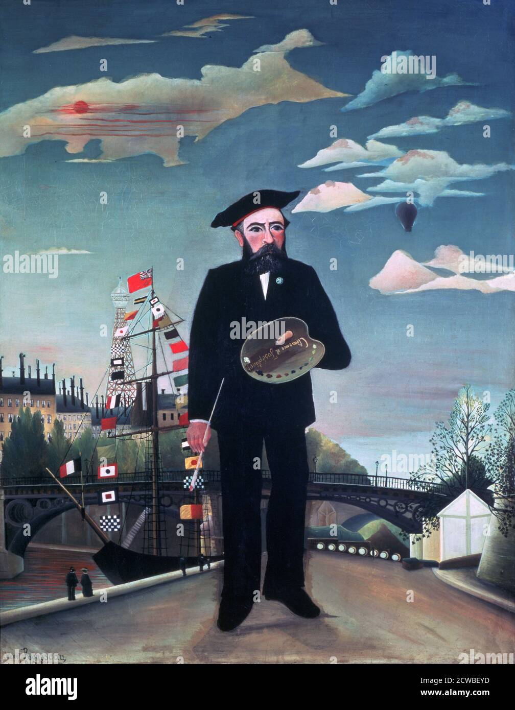 Autoportrait, de l'ile Saint-Louis, 1890. Artiste: Henri Rousseau. Henri Rousseau était un peintre post-impressionniste français. Ridiculisé au cours de sa vie par les critiques, il est venu pour être reconnu comme un génie autodidacte dont les œuvres sont de haute qualité artistique. Banque D'Images