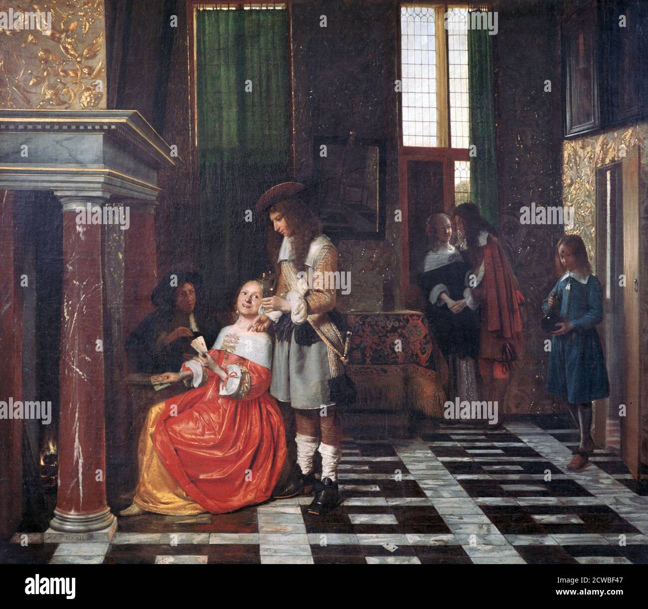 Les joueurs de cartes, c1663-1665. Artiste: Pieter de Hooch. Pieter de Hooch (1629-1684) était un peintre hollandais de l'âge d'or célèbre pour ses œuvres de genre de scènes domestiques tranquilles. Banque D'Images