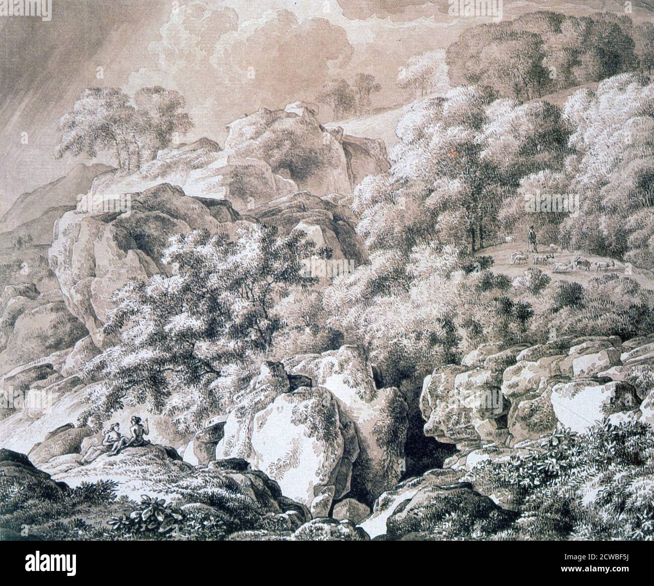 Paysage forestier', 1799. Artiste: Franz Kobell. Franz Kobell (1749-1822) était un peintre, un graveur et un dessinateur allemand. Banque D'Images