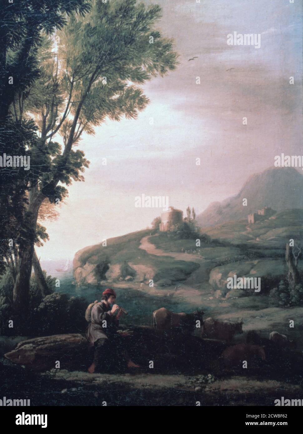 Paysage pastoral', c1620-1682. Artiste: Claude Lorrain. Claude Lorrain(1600-1682) est un peintre français, dessinateur et graveur de l'époque baroque. Banque D'Images