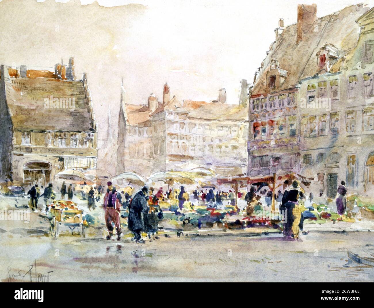 Bourbon Quay', c1892-1938. Artiste: Rene Levert. René Levert (1872-1938) est un peintre de paysage français aquarelle, il peint des œuvres d'art de Paris et de la Seine. Banque D'Images