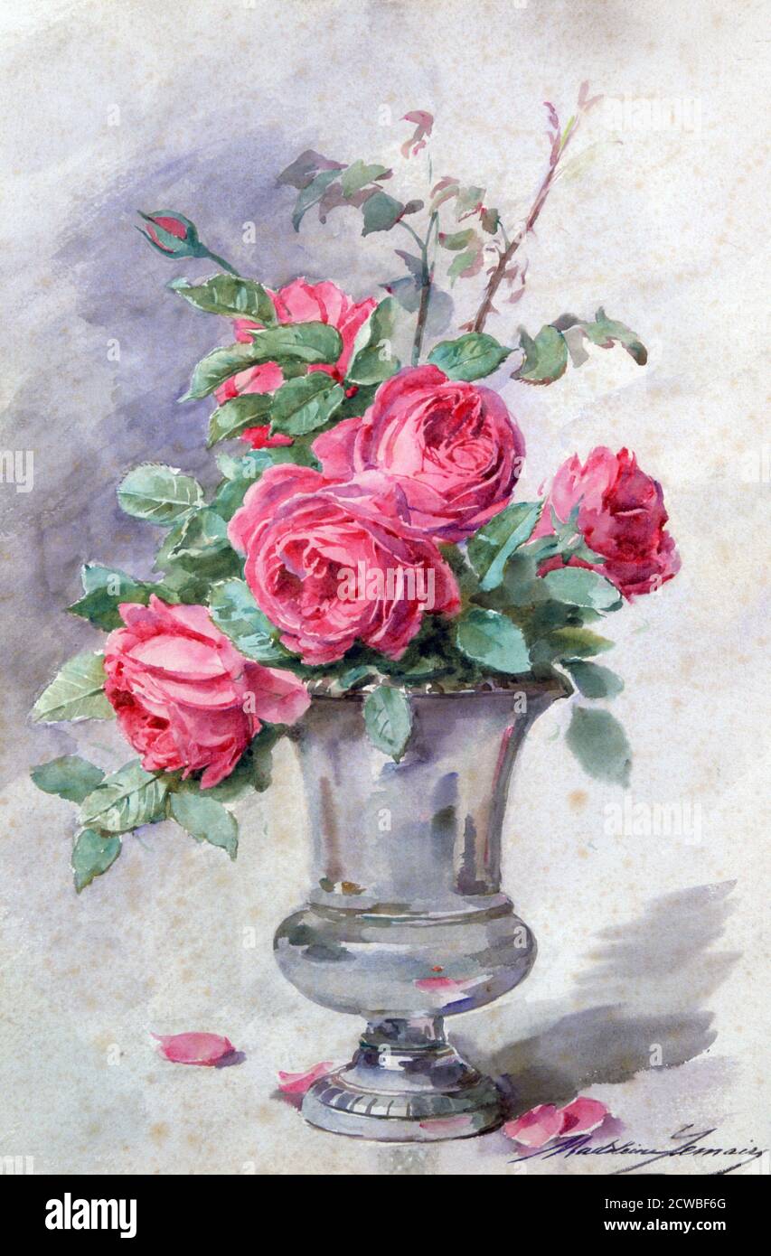 Vase de fleurs, c1865-1928. Artiste: Madeleine Jeanne Lemaire. Madeleine Lemaire (1845-1928) est un peintre français spécialisé dans les œuvres de genre et les fleurs. Banque D'Images