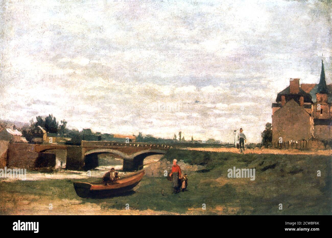Vue sur le village', c1855-1892. Artiste: Stanislas Lepine. Lepine était un peintre français spécialisé dans les paysages, en particulier les vues sur la Seine. Banque D'Images