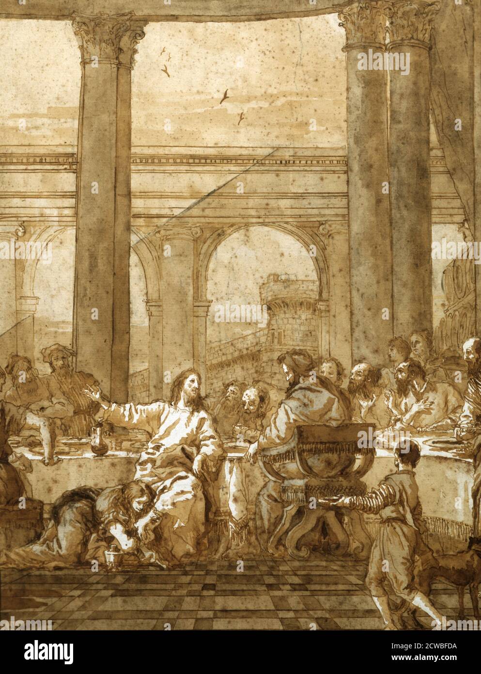 Fête dans la Maison de Simon', XVIIIe/début XIXe siècle par Giovanni Domenico Tiepolo. D'une collection privée. Banque D'Images