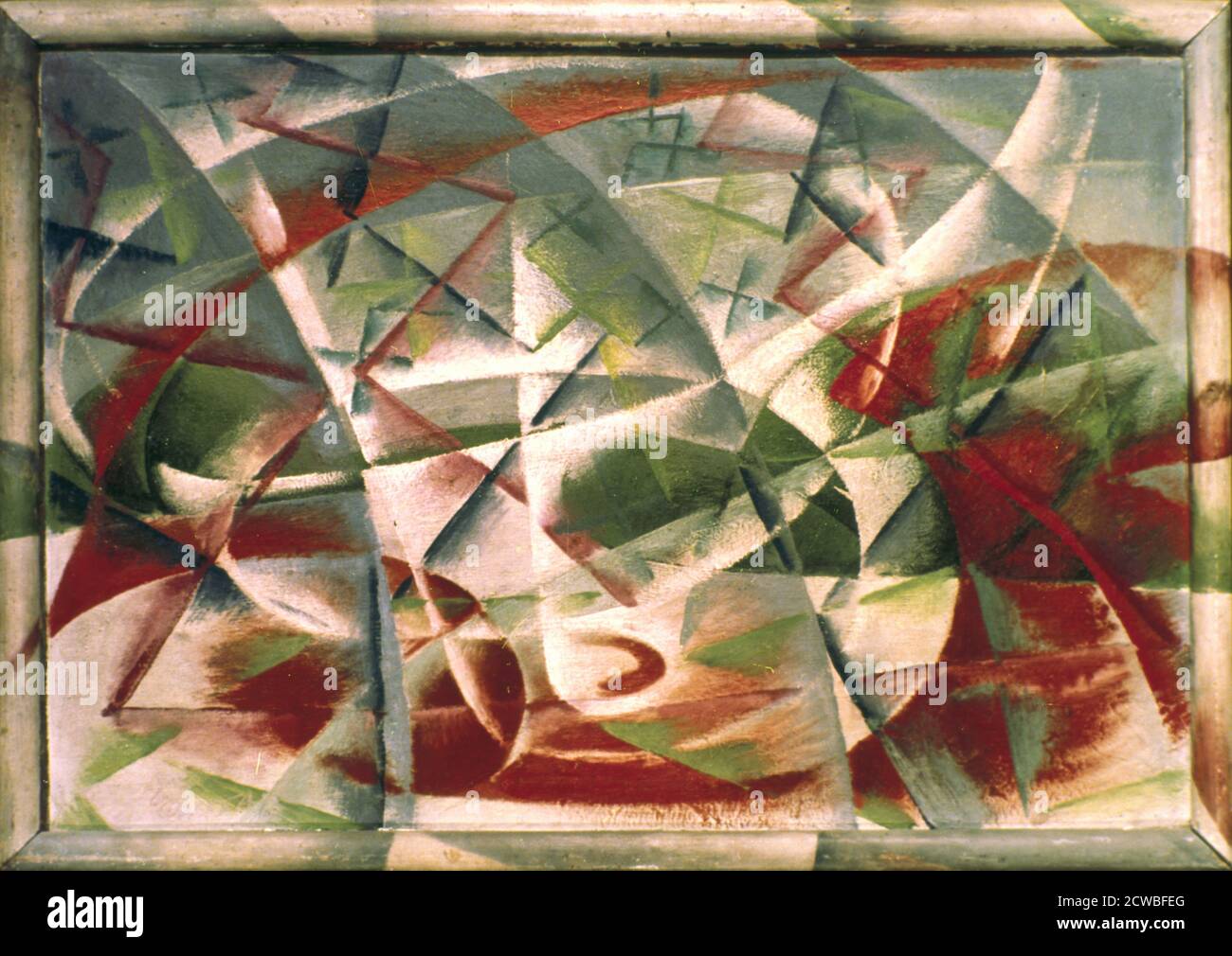 Résumé vitesse et bruit' 1913-14 par Giacomo Balla. Giacomo Balla (18 juillet 1871 - 1er mars 1958) était un peintre, professeur d'art et poète italien, mieux connu comme un promoteur clé du Futurisme. Dans ses peintures, il dépeint la lumière, le mouvement et la vitesse. Banque D'Images