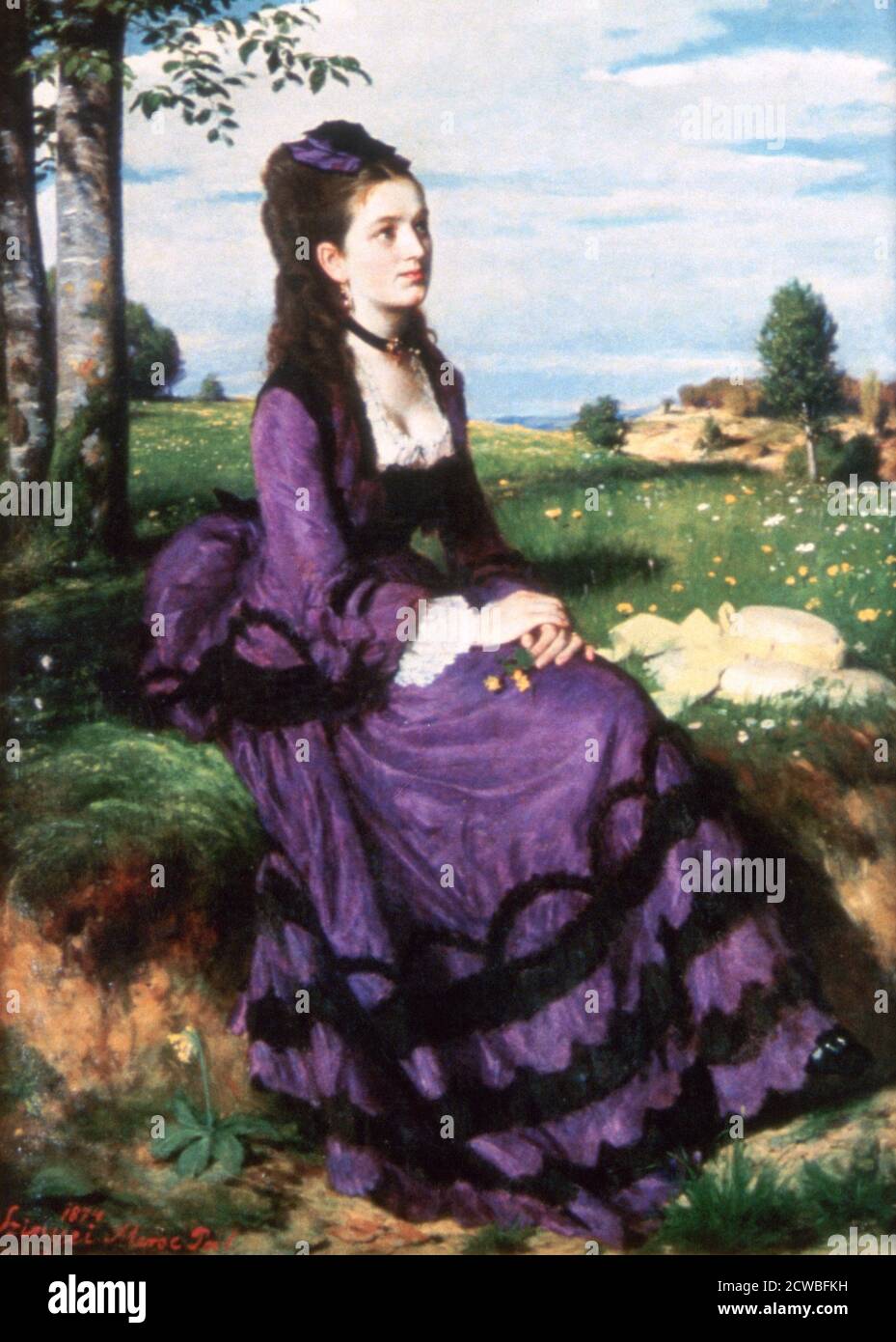 Lady in Violet', 1874. Artiste: PAL Szinyei Merse. PAL Szinyei Merse (1845-1920) est un peintre hongrois et un éducateur artistique. Banque D'Images
