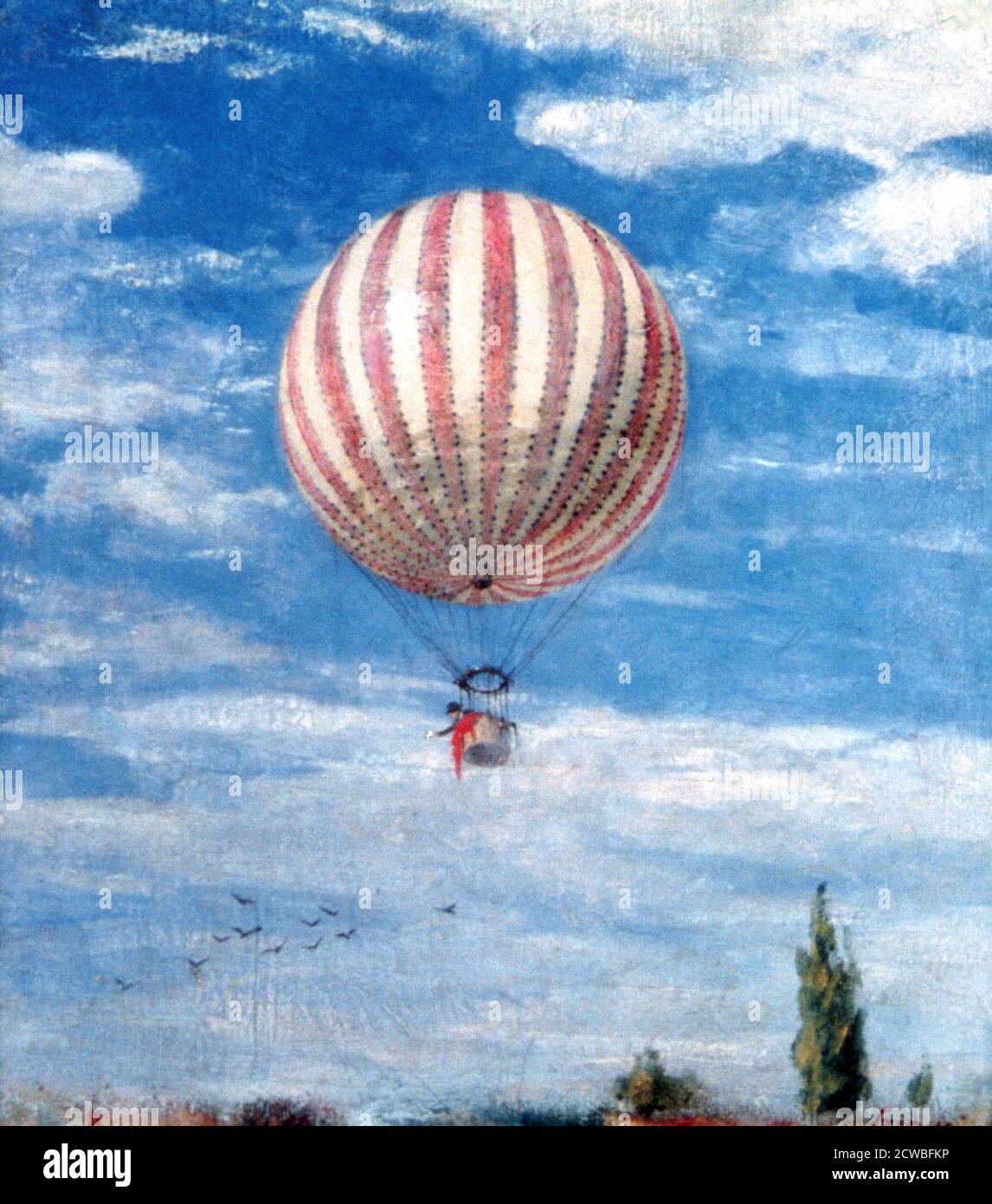 Balloon', 1878, artiste: PAL Szinyei Merse. Les ballons à air chaud sont la plus ancienne technologie de vol humain réussie, datant des frères Montgolfier, le Musée des Beaux-Arts de Budapest. Banque D'Images