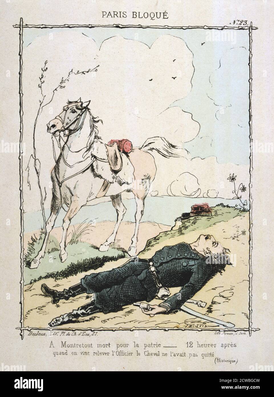 Paris assiégée, 1870-1871. Caricature montrant une scène pendant le siège de Paris dans la guerre franco-prussienne (1870-1871). Après la désastreuse défaite des Français de Sedan et de la capture de Napoléon III, les Prussiens entouré Paris le 9 septembre 1870. La ville qui a eu lieu en dépit de la famine et de grandes difficultés jusqu'au 28 janvier 1871. À partir d'une série intitulée Paris bloque. D'une collection privée. Banque D'Images