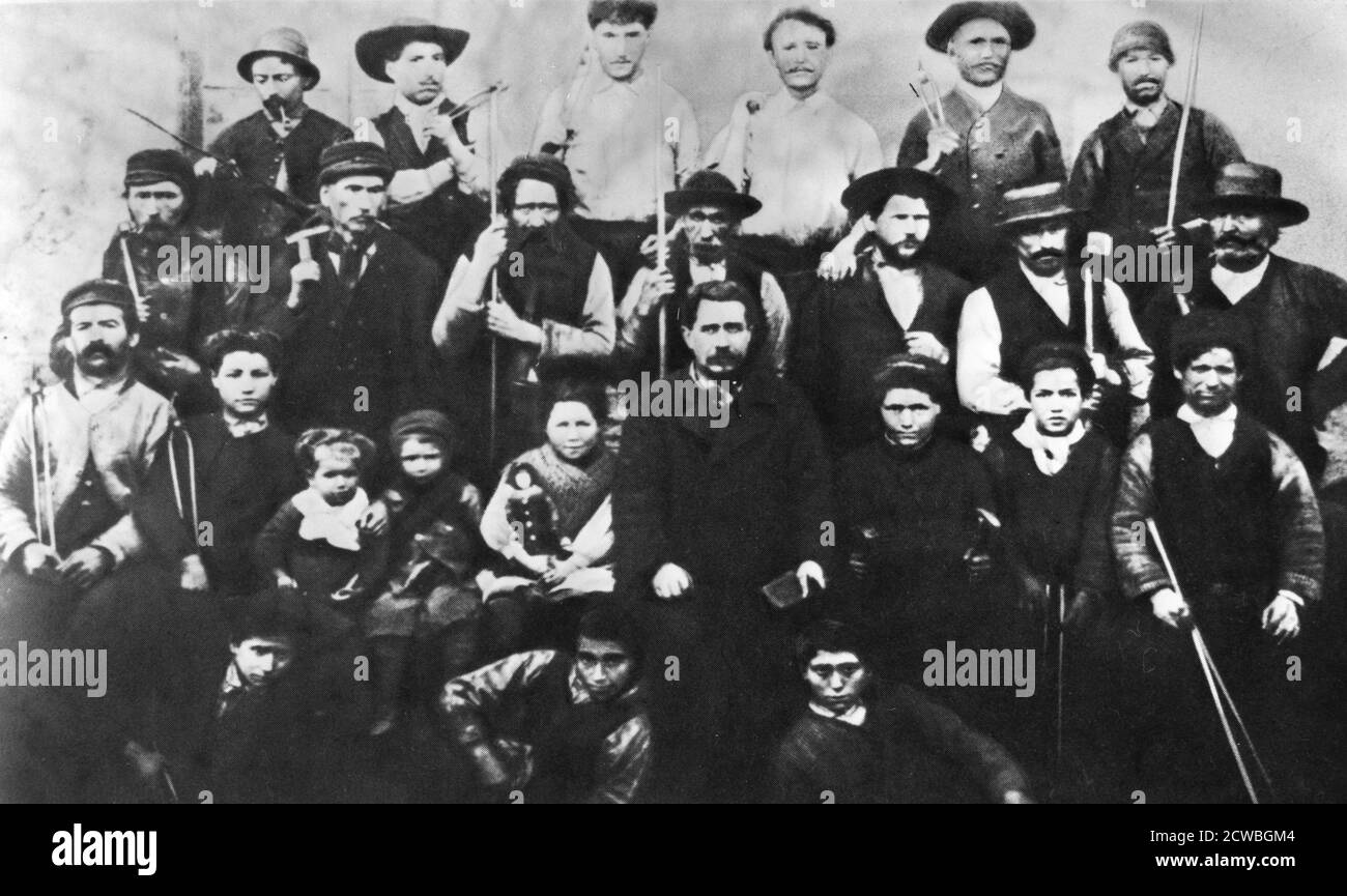 Groupe de travailleurs parisiens participant à la commune, photographie. Commune de Paris 1871. Banque D'Images
