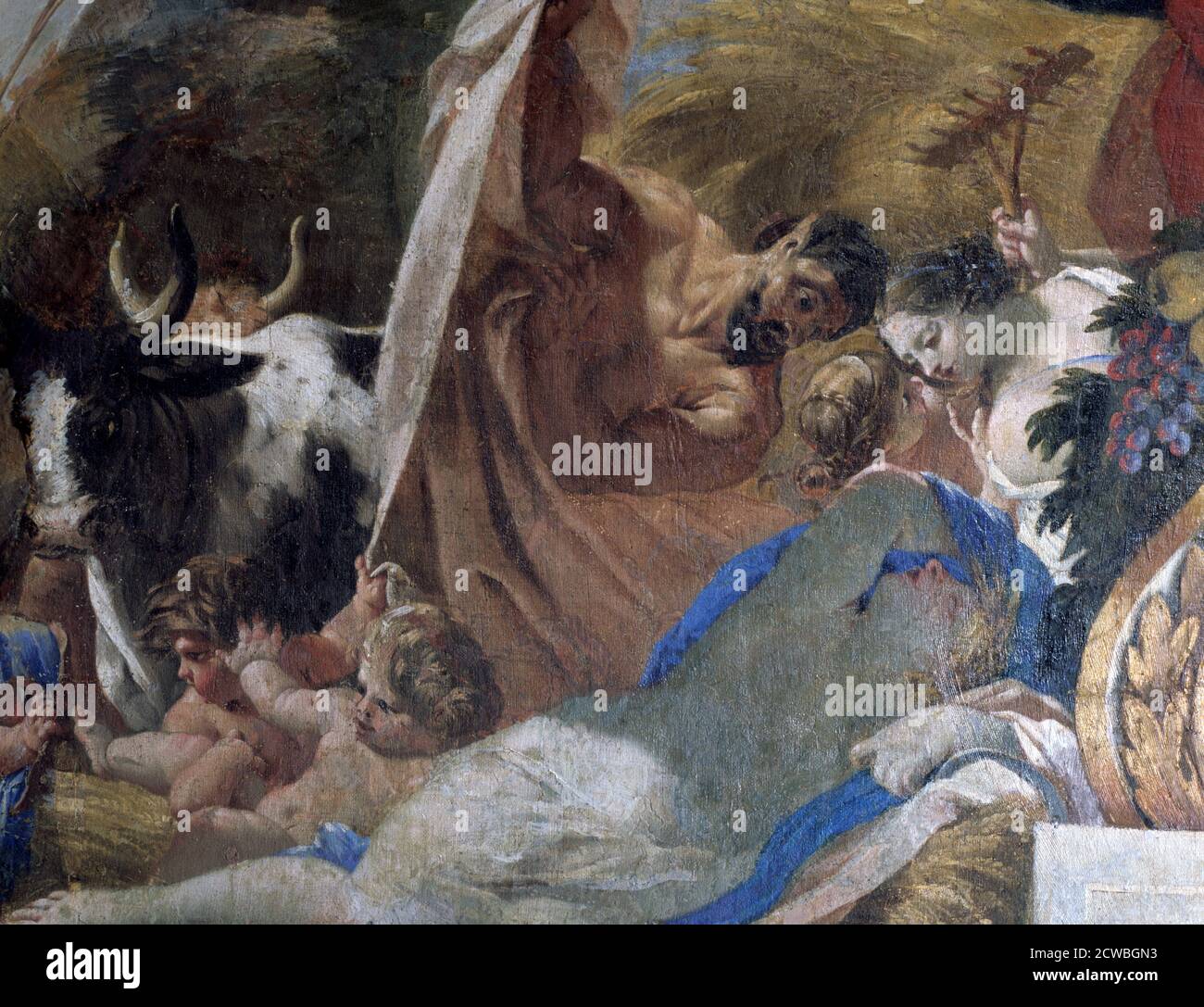 Amours de Vénus et de Bacchus peint par Simon Vouet dans la salle des Mariages de l'Hôtel de ville de Port-Marle. 1648 Banque D'Images