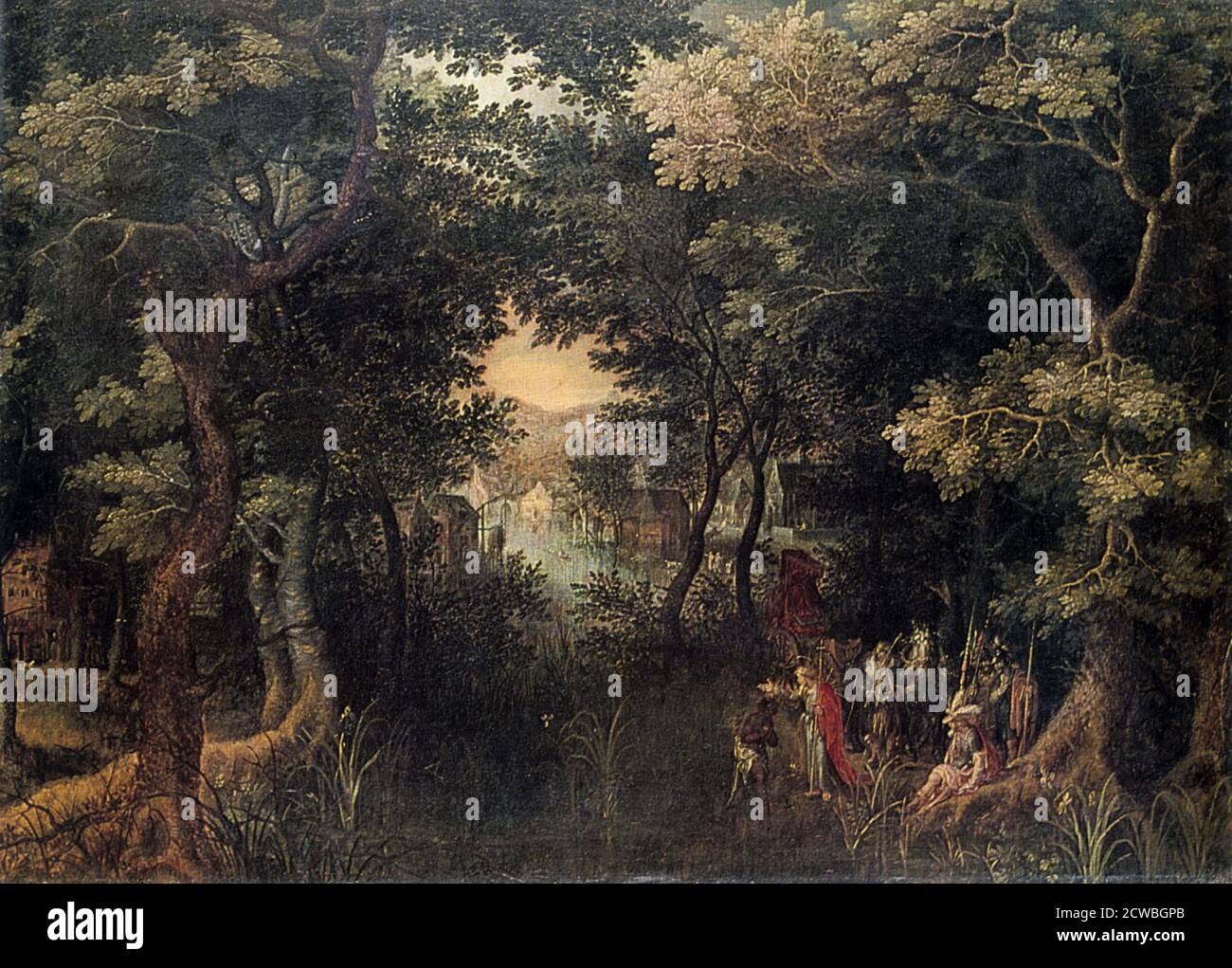 Paysage avec l'Apôtre Philippe baptisant l'eunuque, par David Vinckboons, (1590-1632?). Banque D'Images