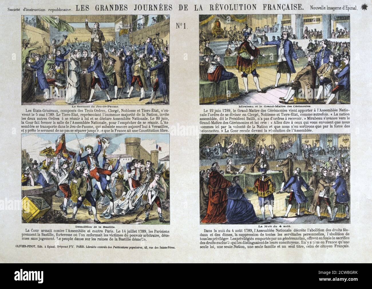 Les grandes Journées de la Révolution française, révolution de 1789, la France. Lithographie en couleur. Collection privée. Banque D'Images