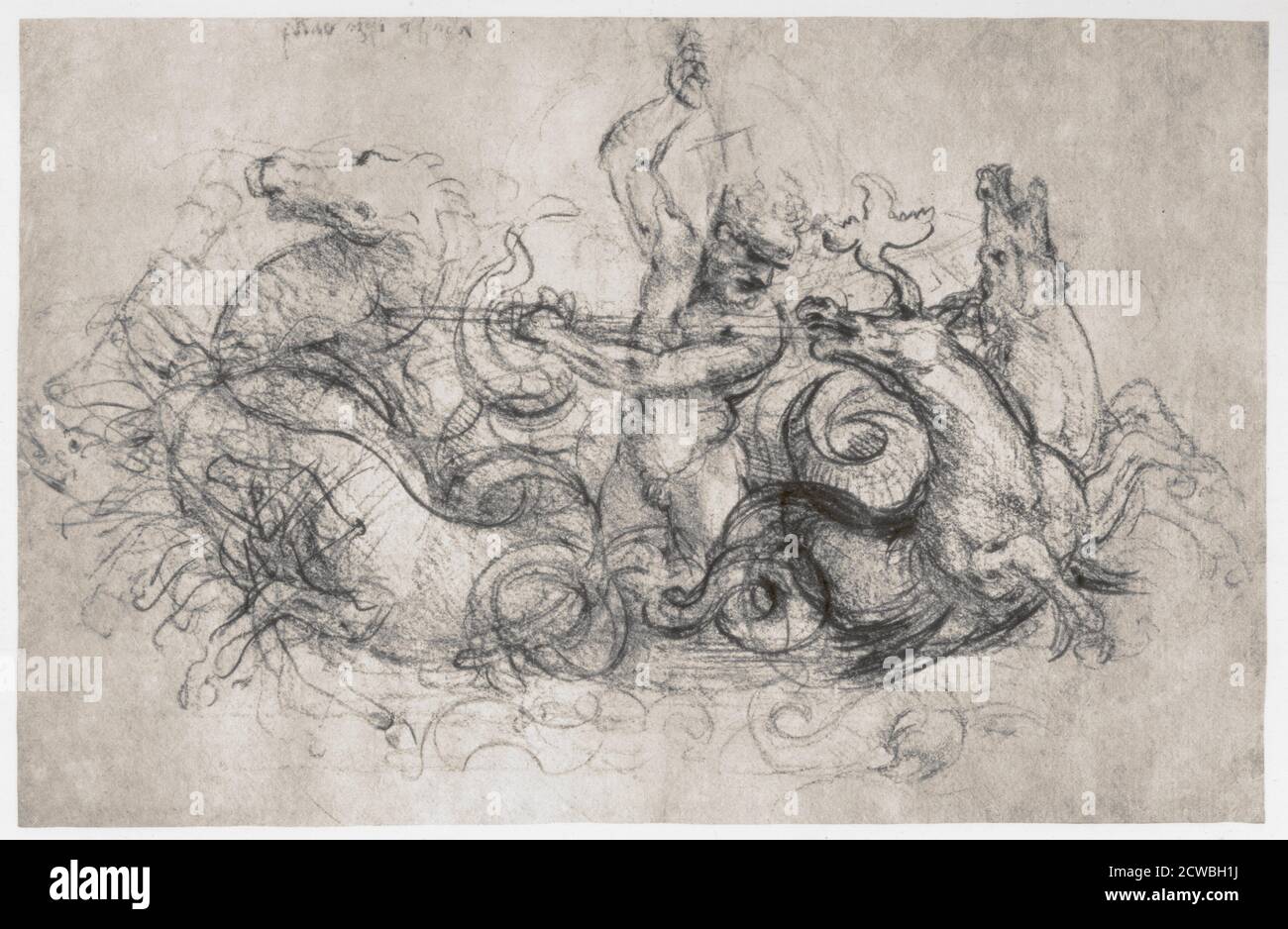 Neptune' par Leonardo da Vinci, c1504. De la collection de la Royal Library, Windsor Castle, Windsor, Angleterre. Banque D'Images