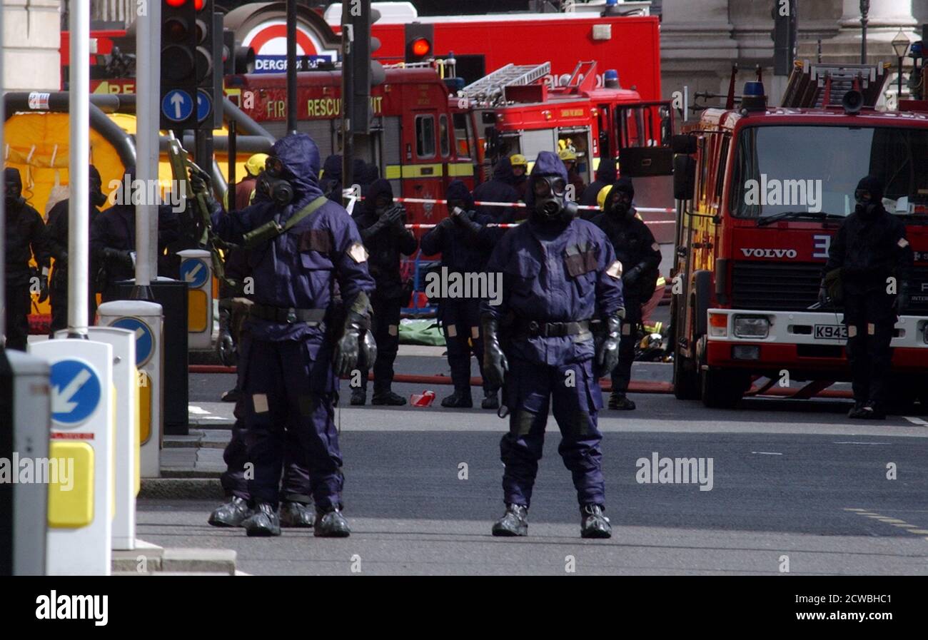 Photographie prise lors d'un exercice de défense civile et de post-terreur à Londres. Banque D'Images