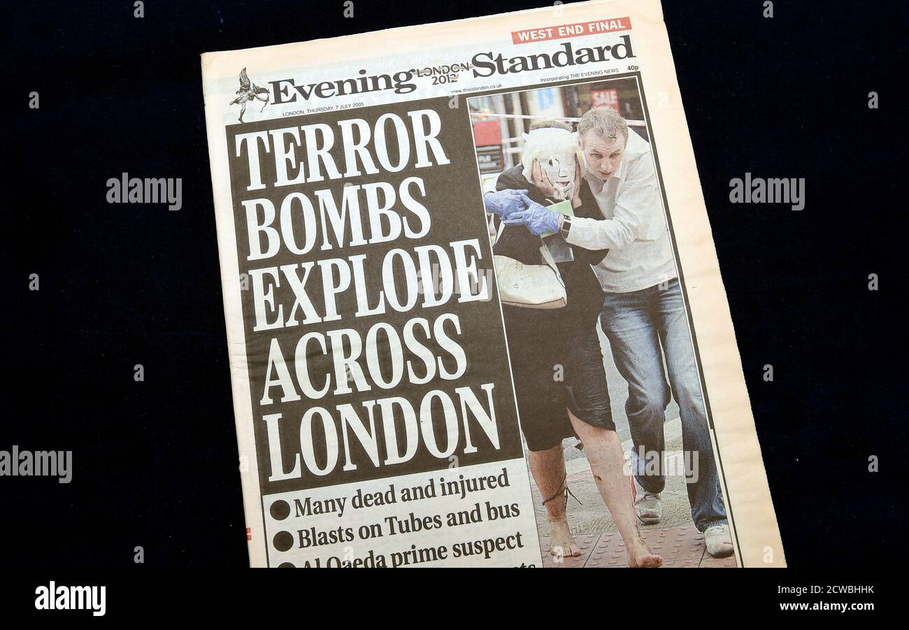 Le journal Evening Standard rapporte les 7/7 attaques de Londres Banque D'Images